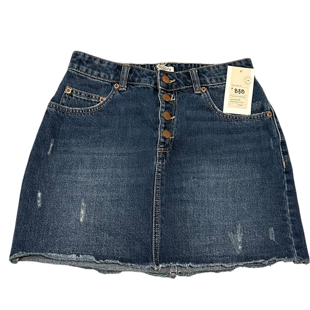 Roxy Mini Shirt Denim Button-Up Skirt S